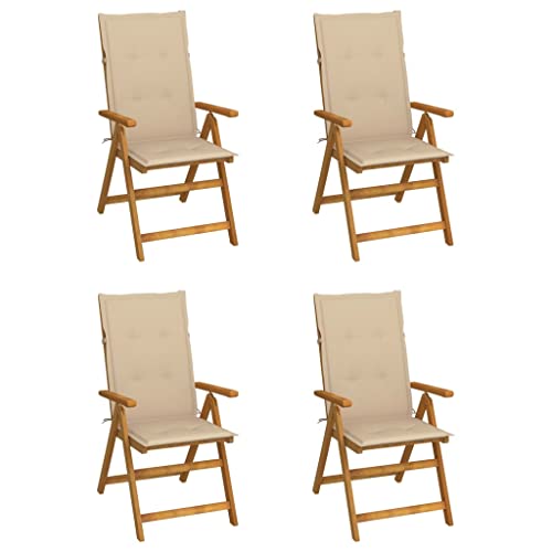 Qnhdfrt Hochlehner Gartenstühle 4er Set mit Auflagen Massivholz Akazie Ölfinish 5-Fach Verstellbar Faltbar für Garten Balkon Camping Qnhdfrt Hochlehner Gartenstühle 4er Set mit Auflagen Massivholz Akazie Ölfinish 5-Fach Verstellbar Faltbar für Garten Balkon Camping von Qnhdfrt