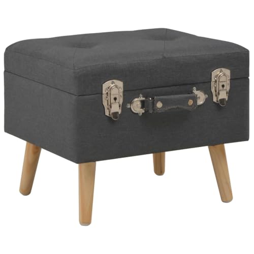 Qnhdfrt Hocker mit Stauraum Dunkelgrau 40 cm Stoffbezogen mit Massivholzbeinen Bequemer Sitzhocker für Flur Schlafzimmer und Esszimmer von Qnhdfrt