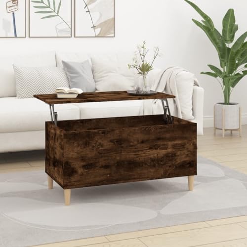 Qnhdfrt Höhenverstellbarer Couchtisch Beistelltisch Räuchereiche Holzwerkstoff 90x44,5x45 cm mit Verstecktem Stauraum für Wohnzimmer Dekoration und Mehrzwecknutzung Qnhdfrt Höhenverstellbarer Couchtisch Beistelltisch Räuchereiche Holzwerkstoff 90x44,5x45 cm mit Verstecktem Stauraum für Wohnzimmer Dekoration und Mehrzwecknutzung von Qnhdfrt