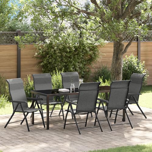 Qnhdfrt Höhenverstellbarer Faltbarer Gartenstuhl Grau 2er Set Outdoor Klappstuhl Modernes Design Robust für Balkon Terrasse Camping von Qnhdfrt