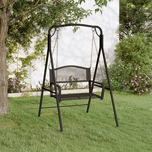 Qnhdfrt Hollywoodschaukel 124 cm Schwarz Stahl Gartenbank Outdoor Sitzbank mit Schaukelfunktion für Garten Terrasse Robust und Langlebig von Qnhdfrt