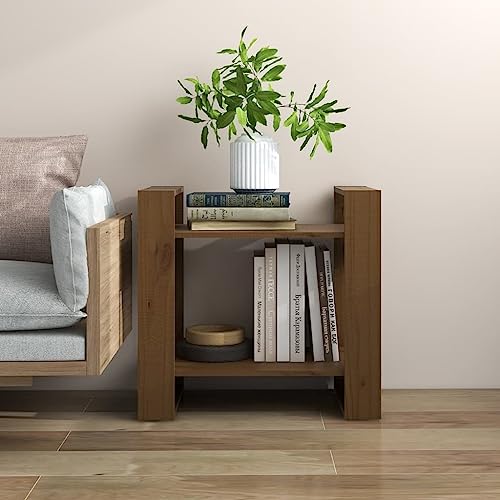 Qnhdfrt Holz Bücherregal Honigbraun 60x35x57 cm Massivholz Raumteiler Schmaler Regalschrank für Wohnzimmer von Qnhdfrt