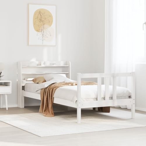 Qnhdfrt Holzbett Weiß 90x200 cm Massives Kiefernholz Bettgestell mit Kopfteil Stauraum und Stabiler Lattenrost für Erholsamen Schlaf im Schlafzimmer Qnhdfrt Holzbett Weiß 90x200 cm Massives Kiefernholz Bettgestell mit Kopfteil Stauraum und Stabiler Lattenrost für Erholsamen Schlaf im Schlafzimmer von Qnhdfrt