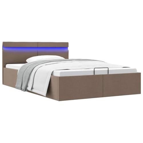 Qnhdfrt Hydraulisches Bettgestell mit LED Beleuchtung 140x200 cm Modernes Stoff Doppelbett mit Stauraum und Gashebemechanismus Robustes MDF Design für Schlafzimmer von Qnhdfrt