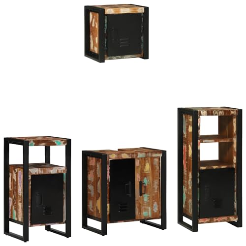 Qnhdfrt Industrial Badezimmermöbel Set 4 pcs Mehrfarbig Massives Recyceltes Holz 55x35x60cm mit Wandmontage für Kleine Räume Badezimmer und Büro Organizer Qnhdfrt Industrial Badezimmermöbel Set 4 pcs Mehrfarbig Massives Recyceltes Holz 55x35x60cm mit Wandmontage für Kleine Räume Badezimmer und Büro Organizer von Qnhdfrt