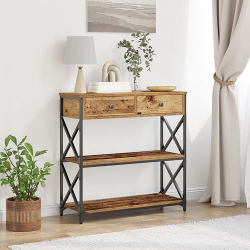 Qnhdfrt Industrial Beistelltisch mit 2 Schubladen Altholz-Optik Braun 75x28x75 cm Robuste Konsole für Wohnzimmer und Eingangsbereich Qnhdfrt Industrial Beistelltisch mit 2 Schubladen Altholz-Optik Braun 75x28x75 cm Robuste Konsole für Wohnzimmer und Eingangsbereich von Qnhdfrt