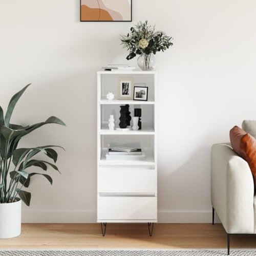 Qnhdfrt Industrial Highboard Hochglanz-Weiß mit Metallfüßen 40x36x110 cm Schrank für Sideboard in Wohnzimmer Küche Flur Qnhdfrt Industrial Highboard Hochglanz-Weiß mit Metallfüßen 40x36x110 cm Schrank für Sideboard in Wohnzimmer Küche Flur von Qnhdfrt