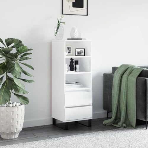 Qnhdfrt Industrial Highboard Sideboard Schrank Hochglanz-Weiß 40x36x110 cm mit Metallfüßen und Stauraum für Wohnzimmer Flur Büro Qnhdfrt Industrial Highboard Sideboard Schrank Hochglanz-Weiß 40x36x110 cm mit Metallfüßen und Stauraum für Wohnzimmer Flur Büro von Qnhdfrt