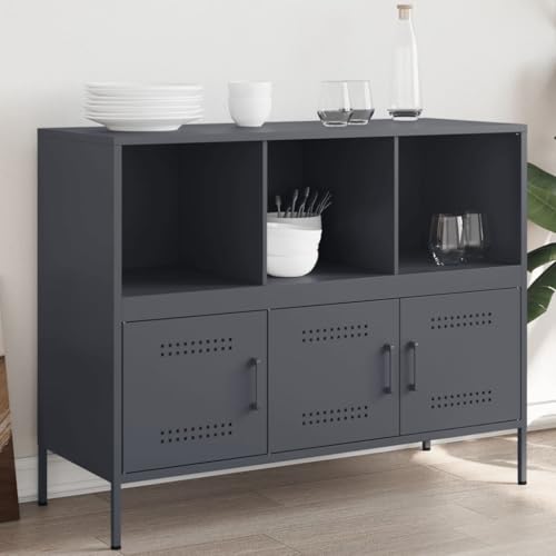 Qnhdfrt Industrial Sideboard Anthrazit 100,5x39x79 cm Robuster Stahlschrank mit Verstellbaren Füßen für Wohnzimmer Schlafzimmer oder Flur Qnhdfrt Industrial Sideboard Anthrazit 100,5x39x79 cm Robuster Stahlschrank mit Verstellbaren Füßen für Wohnzimmer Schlafzimmer oder Flur von Qnhdfrt