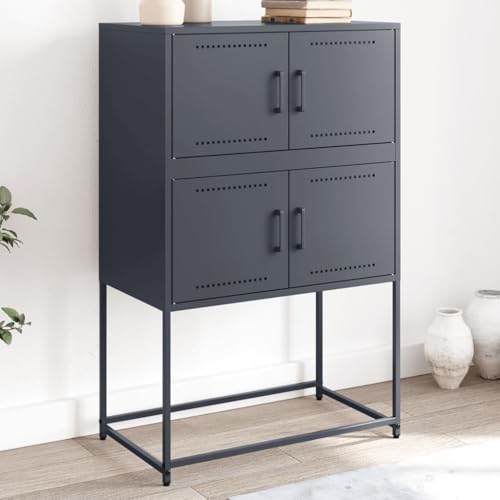 Qnhdfrt Industrial Sideboard Anthrazit Stahl 68,5x38,5x107 cm mit 4 Fächern für Wohnzimmer Schlafzimmer Qnhdfrt Industrial Sideboard Anthrazit Stahl 68,5x38,5x107 cm mit 4 Fächern für Wohnzimmer Schlafzimmer von Qnhdfrt