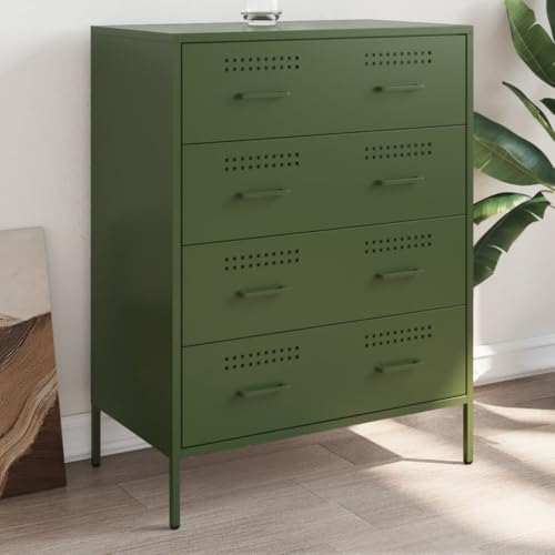 Qnhdfrt Industrial Sideboard Olivgrün Stahl 68x39x89 cm mit 4 Schubladen, Robustes Aufbewahrungsmöbel für Wohnzimmer, Flur oder Küchenbereich Qnhdfrt Industrial Sideboard Olivgrün Stahl 68x39x89 cm mit 4 Schubladen, Robustes Aufbewahrungsmöbel für Wohnzimmer, Flur oder Küchenbereich von Qnhdfrt