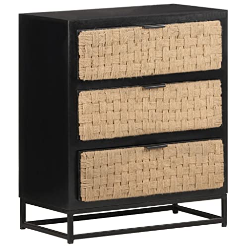 Qnhdfrt Industrial Sideboard aus Massivholz Mango mit schwarzem Finish 60x35x70 cm, 3 Jute-Schubladen und Eisengestell – Robustes und langlebiges Möbel für Wohnzimmer, Küche oder Büro Qnhdfrt Industrial Sideboard aus Massivholz Mango mit schwarzem Finish 60x35x70 cm, 3 Jute-Schubladen und Eisengestell – Robustes und langlebiges Möbel für Wohnzimmer, Küche oder Büro von Qnhdfrt