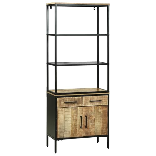 Qnhdfrt Industrial Style Highboard Massivholz Mango Braun 70x35x180 cm mit Metallrahmen für Wohnzimmer Flur und Buffetschrank Qnhdfrt Industrial Style Highboard Massivholz Mango Braun 70x35x180 cm mit Metallrahmen für Wohnzimmer Flur und Buffetschrank von Qnhdfrt
