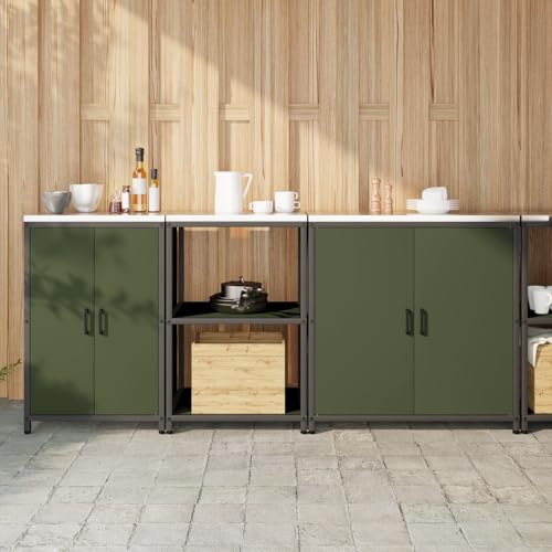 Qnhdfrt Industrie Küchenschrank und Regal Set 3-teilig Olive Grün 210x50x92 cm Modernes Design Robust Aufbewahrung für Küche Speisekammer Garage von Qnhdfrt