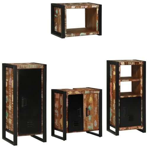 Qnhdfrt Industrielles Badezimmerschrank Set 4 Teile Recyceltes Massivholz Badmöbel Schmaler Medizinschrank Stauraum Wohnzimmer Qnhdfrt Industrielles Badezimmerschrank Set 4 Teile Recyceltes Massivholz Badmöbel Schmaler Medizinschrank Stauraum Wohnzimmer von Qnhdfrt