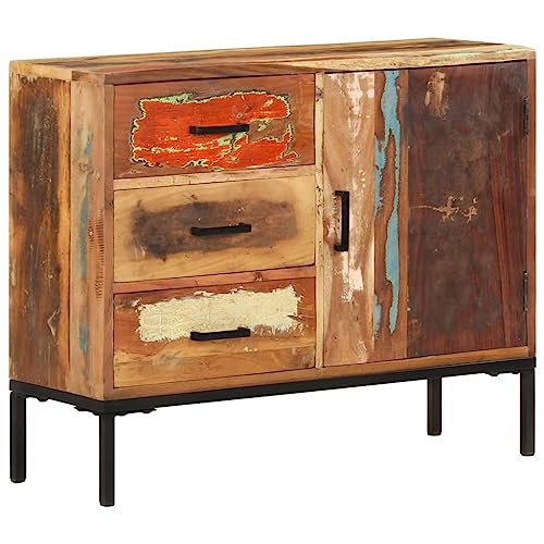 Qnhdfrt Industrielles Sideboard aus Recyceltem Massivholz 88x30x73 cm mit 3 Schubladen und Tür für Wohnzimmer Küche Flur Robustes Design Qnhdfrt Industrielles Sideboard aus Recyceltem Massivholz 88x30x73 cm mit 3 Schubladen und Tür für Wohnzimmer Küche Flur Robustes Design von Qnhdfrt