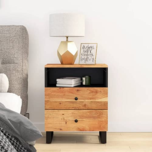 Qnhdfrt Industriestil Nachttisch aus Massivholz Akazie mit 2 Schubladen & Metallbeinen, 50x33x62 cm, Stauraum Kommode für Schlafzimmer Qnhdfrt Industriestil Nachttisch aus Massivholz Akazie mit 2 Schubladen & Metallbeinen, 50x33x62 cm, Stauraum Kommode für Schlafzimmer von Qnhdfrt