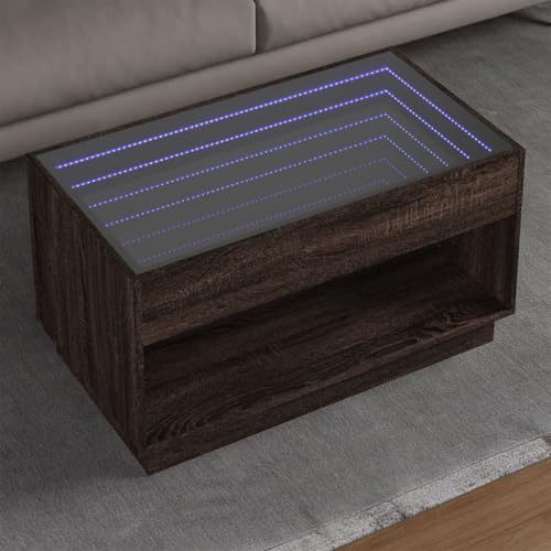 Qnhdfrt Infinity LED Couchtisch Braun Eichen-Optik 90x50x50 cm Vielseitiger Beistelltisch mit Spiegel für Wohnzimmer Schlafzimmer Qnhdfrt Infinity LED Couchtisch Braun Eichen-Optik 90x50x50 cm Vielseitiger Beistelltisch mit Spiegel für Wohnzimmer Schlafzimmer von Qnhdfrt