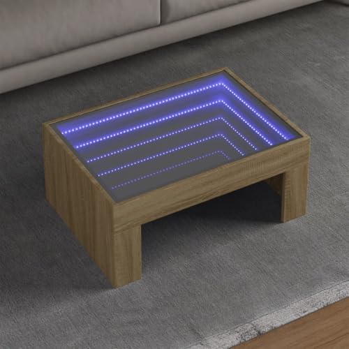 Qnhdfrt Infinity-LED Couchtisch Sonoma-Eiche 70x50x30 cm mit RGB-Beleuchtung robuster Holzwerkstoff und Glas für Wohnzimmer Schlafzimmer oder als Beistelltisch Qnhdfrt Infinity-LED Couchtisch Sonoma-Eiche 70x50x30 cm mit RGB-Beleuchtung robuster Holzwerkstoff und Glas für Wohnzimmer Schlafzimmer oder als Beistelltisch von Qnhdfrt