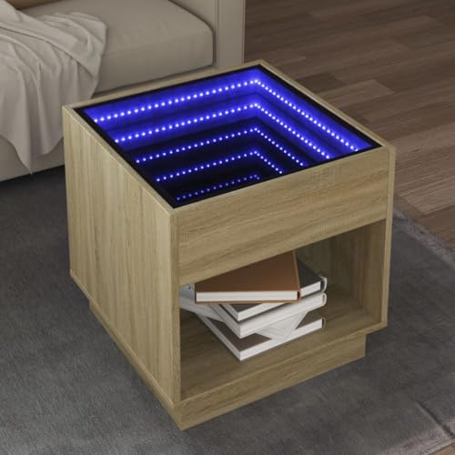 Qnhdfrt Infinity-LED Couchtisch mit RGB Beleuchtung Sonoma-Eiche 50x50x50 cm robuster Kleiner Tisch aus Holzwerkstoff für Beistellfunktion in Wohnzimmer und Schlafzimmer Qnhdfrt Infinity-LED Couchtisch mit RGB Beleuchtung Sonoma-Eiche 50x50x50 cm robuster Kleiner Tisch aus Holzwerkstoff für Beistellfunktion in Wohnzimmer und Schlafzimmer von Qnhdfrt