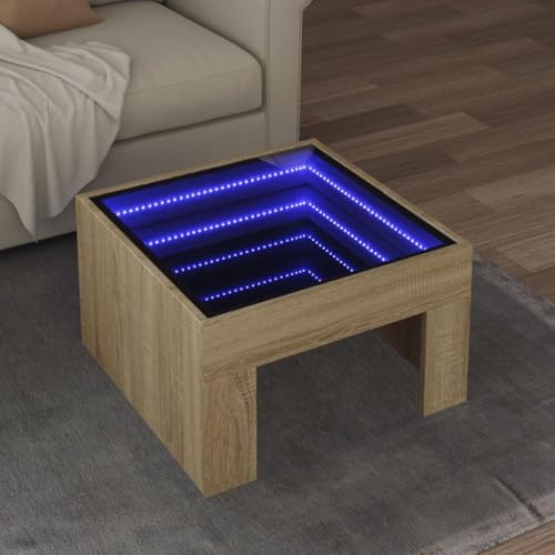 Qnhdfrt Infinity LED Spiegel Couchtisch Sonoma-Eiche 50x50x30 cm mit RGB Beleuchtung Robuster Beistelltisch für Wohnzimmer Schlafzimmer Qnhdfrt Infinity LED Spiegel Couchtisch Sonoma-Eiche 50x50x30 cm mit RGB Beleuchtung Robuster Beistelltisch für Wohnzimmer Schlafzimmer von Qnhdfrt