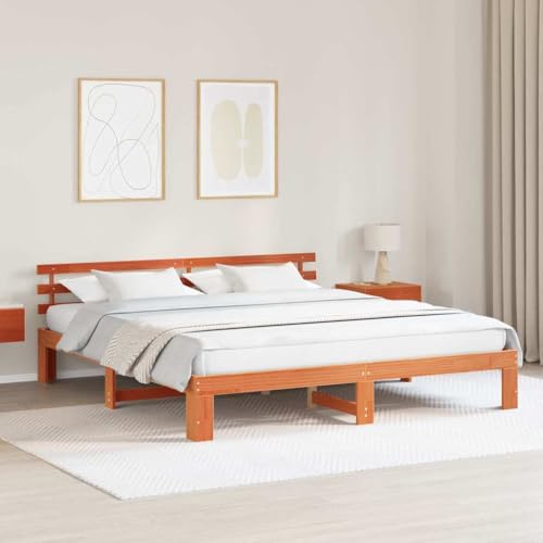 Qnhdfrt Kiefernholz Bettgestell 180 x 200 cm Massivholz Daybed mit Modernem Design und Gewachster Oberfläche Robustes Gästebett oder Doppelbett für Schlafzimmer von Qnhdfrt