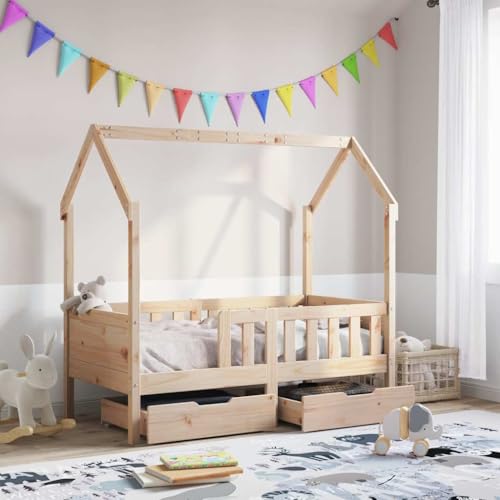 Qnhdfrt Kinderbett aus Massivholz Kiefer mit Schubladen 80x160 cm Stabiles Bettgestell mit Lattenrost und Sicherheitsgittern für sicheres Schlafen und Spielen Qnhdfrt Kinderbett aus Massivholz Kiefer mit Schubladen 80x160 cm Stabiles Bettgestell mit Lattenrost und Sicherheitsgittern für sicheres Schlafen und Spielen von Qnhdfrt