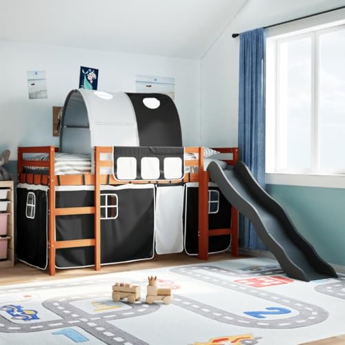 Qnhdfrt Kinderhochbett mit Rutsche und Vorhang-Set aus Massivholz Kiefer 80x200 cm Spielbett mit Tunnel und Leiter für Kinderzimmer Qnhdfrt Kinderhochbett mit Rutsche und Vorhang-Set aus Massivholz Kiefer 80x200 cm Spielbett mit Tunnel und Leiter für Kinderzimmer von Qnhdfrt