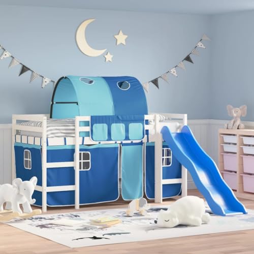 Qnhdfrt Kinderhochbett mit Rutsche und Vorhang-Set aus Massivholz Kiefer Weiß 80x200 cm mit Sicherheitsgeländer und Stauraum für Kinderzimmer ab 6 Jahren Qnhdfrt Kinderhochbett mit Rutsche und Vorhang-Set aus Massivholz Kiefer Weiß 80x200 cm mit Sicherheitsgeländer und Stauraum für Kinderzimmer ab 6 Jahren von Qnhdfrt