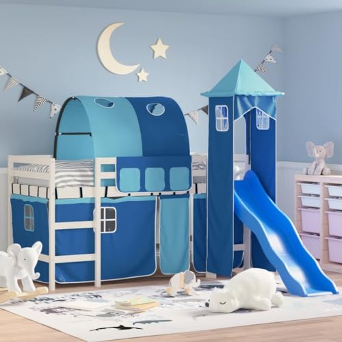 Qnhdfrt Kinderhochbett mit Rutsche und Vorhang Set aus Massivholz Kiefer Weiß 90x190 cm Spielbett mit Turm Tunnel und Stauraum für Kinderzimmer Qnhdfrt Kinderhochbett mit Rutsche und Vorhang Set aus Massivholz Kiefer Weiß 90x190 cm Spielbett mit Turm Tunnel und Stauraum für Kinderzimmer von Qnhdfrt