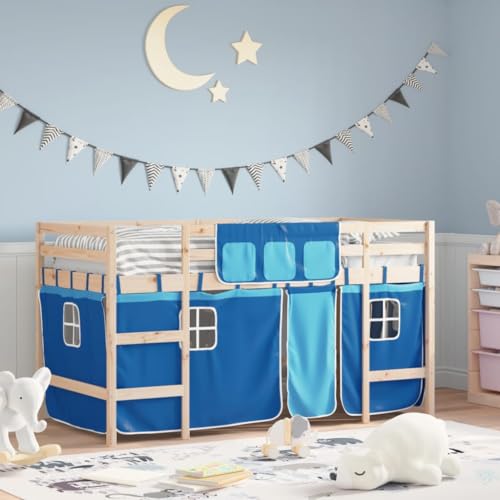 Qnhdfrt Kinderhochbett mit Vorhängen aus Massivholz Kiefer 80x200 cm mit Stauraum und Rausfallschutz für Kinderzimmer Qnhdfrt Kinderhochbett mit Vorhängen aus Massivholz Kiefer 80x200 cm mit Stauraum und Rausfallschutz für Kinderzimmer von Qnhdfrt