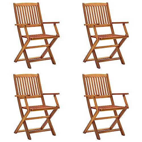 Qnhdfrt Klappbare Gartenstühle 4 Stück Massivholz Akazie Faltbare Gartenmöbel Robust Langlebig Modernes Design für Garten Terrasse Balkon Camping und Strand von Qnhdfrt