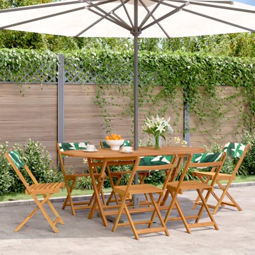Qnhdfrt Klappbare Gartenstühle 6 Stück Grün Massivholz Akazie mit Stoff Faltbar für Outdoor Garten Balkon Terrasse Robust und Komfortabel von Qnhdfrt