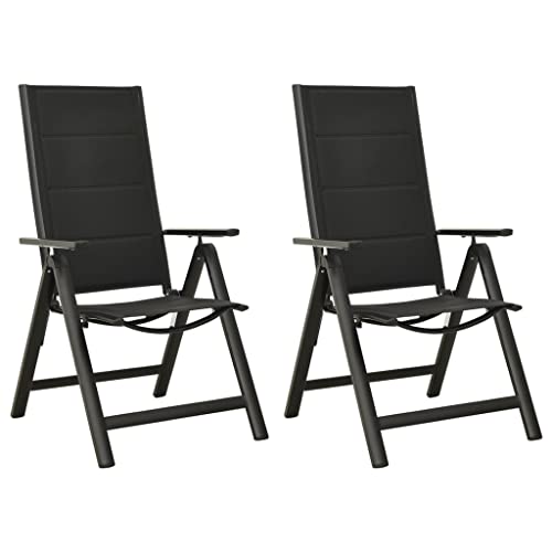 Qnhdfrt Klappbare Gartenstühle Schwarz 2er Set Aluminium Textilene 7fach verstellbare Rückenlehne Faltstuhl für Camping Balkon Terrasse und Garten von Qnhdfrt