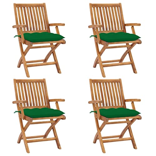 Qnhdfrt Klappbare Gartenstühle aus Teak 4er Set mit grünen Kissen 56x58x88 cm Modernes Design Faltstuhl für Balkon Terrasse Camping Qnhdfrt Klappbare Gartenstühle aus Teak 4er Set mit grünen Kissen 56x58x88 cm Modernes Design Faltstuhl für Balkon Terrasse Camping von Qnhdfrt