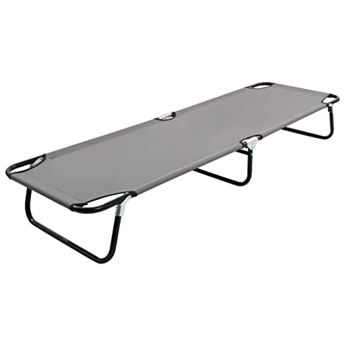 Qnhdfrt Klappbare Sonnenliege Grau Faltbare Strandliege Gartenliege Campingstuhl mit 600D-Polyester rostfreiem Stahlrahmen bis 120 kg tragfähig für Strand Garten Camping von Qnhdfrt