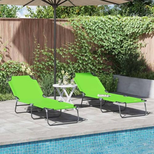 Qnhdfrt Klappbare Sonnenliegen 2er Set Grün 600D Oxford-Gewebe UV-beständig Modernes Design für Garten Balkon und Strand von Qnhdfrt