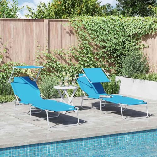 Qnhdfrt Klappbare Sonnenliegen 2er Set mit Verstellbarer Rückenlehne, UV-beständigem Textilene-Stoff & Poliertem Aluminiumrahmen, Himmelblau, für Garten, Balkon und Strand Qnhdfrt Klappbare Sonnenliegen 2er Set mit Verstellbarer Rückenlehne, UV-beständigem Textilene-Stoff & Poliertem Aluminiumrahmen, Himmelblau, für Garten, Balkon und Strand von Qnhdfrt