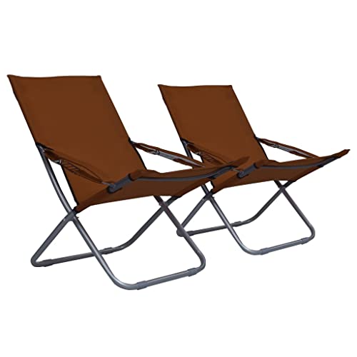 Qnhdfrt Klappbare Strandstühle 2 Stück Braun Faltbar Höhenverstellbar mit Polsterung für Outdoor Camping Garten Strand bis 110 kg von Qnhdfrt