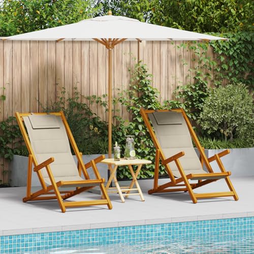 Qnhdfrt Klappbare Strandstühle 2 Stück Taupe Akazienholz & Textilene Verstellbare Outdoor Gartenstühle für Camping Garten Balkon Qnhdfrt Klappbare Strandstühle 2 Stück Taupe Akazienholz & Textilene Verstellbare Outdoor Gartenstühle für Camping Garten Balkon von Qnhdfrt