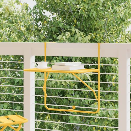 Qnhdfrt Klappbarer Beistelltisch Outdoor Senfgelb 60x40 cm Faltbarer Balkontisch mit Platz für 4 Personen für Balkon Terrasse Garten von Qnhdfrt