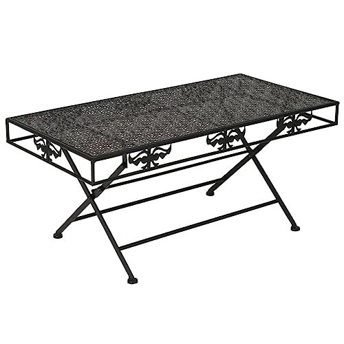 Qnhdfrt Klappbarer Couchtisch Vintage Metall 100x50x45 cm Schwarz - Klapptisch mit Dekor für Wohnzimmer Couch Sofa Qnhdfrt Klappbarer Couchtisch Vintage Metall 100x50x45 cm Schwarz - Klapptisch mit Dekor für Wohnzimmer Couch Sofa von Qnhdfrt