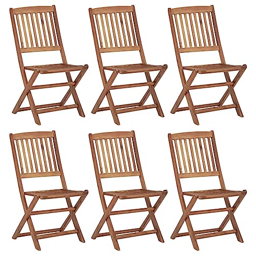 Qnhdfrt Klappbarer Gartenstuhl 6 STK. Massivholz Akazie Faltbarer Outdoor Stuhl für Garten Balkon Camping Robust und Langlebig mit Ergonomischem Design von Qnhdfrt