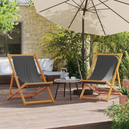 Qnhdfrt Klappbarer Strandstuhl Grau 2 Stück mit Eukalyptusholz und Polyesterstoff Verstellbar für Camping Garten Balkon Robust und Wetterfest Qnhdfrt Klappbarer Strandstuhl Grau 2 Stück mit Eukalyptusholz und Polyesterstoff Verstellbar für Camping Garten Balkon Robust und Wetterfest von Qnhdfrt