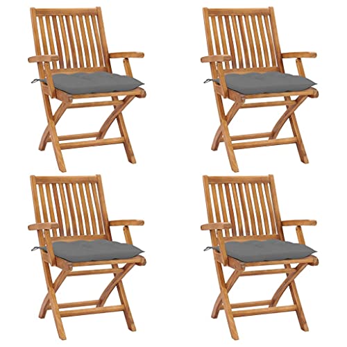 Qnhdfrt Klappbarer Teakholz Gartenstuhl 4er Set mit grauen Sitzkissen 56x58x88 cm wetterfest und platzsparend Modernes Design für Balkon Terrasse Camping und Lounge Bereich Qnhdfrt Klappbarer Teakholz Gartenstuhl 4er Set mit grauen Sitzkissen 56x58x88 cm wetterfest und platzsparend Modernes Design für Balkon Terrasse Camping und Lounge Bereich von Qnhdfrt