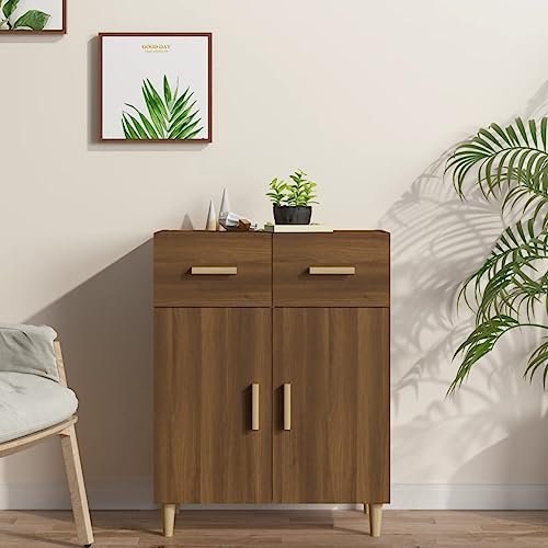 Qnhdfrt Klassisches Sideboard Braun Eichen-Optik Holzwerkstoff 69,5x34x89 cm mit 2 Türen und 2 Schubladen Stilvoller Beistellschrank für Wohnzimmer Flur Küche Qnhdfrt Klassisches Sideboard Braun Eichen-Optik Holzwerkstoff 69,5x34x89 cm mit 2 Türen und 2 Schubladen Stilvoller Beistellschrank für Wohnzimmer Flur Küche von Qnhdfrt