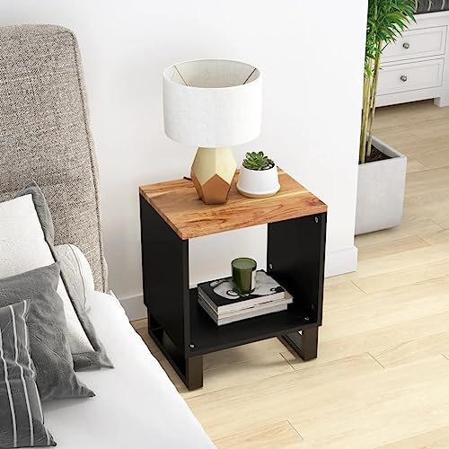 Qnhdfrt Kleiner Couchtisch aus Massivholz Akazie mit Metallbeinen und Offenem Stauraum 40x31x46 cm Robuster Beistelltisch für Wohnzimmer Schlafzimmer oder Flur Qnhdfrt Kleiner Couchtisch aus Massivholz Akazie mit Metallbeinen und Offenem Stauraum 40x31x46 cm Robuster Beistelltisch für Wohnzimmer Schlafzimmer oder Flur von Qnhdfrt