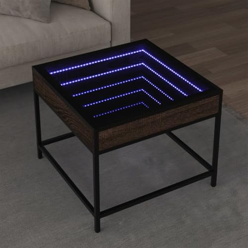 Qnhdfrt Kleiner Couchtisch mit Infinity LED Braun Eichen-Optik 50x50x41 cm Robuster Beistelltisch mit RGB-Beleuchtung für Wohnzimmer und Schlafzimmer Qnhdfrt Kleiner Couchtisch mit Infinity LED Braun Eichen-Optik 50x50x41 cm Robuster Beistelltisch mit RGB-Beleuchtung für Wohnzimmer und Schlafzimmer von Qnhdfrt