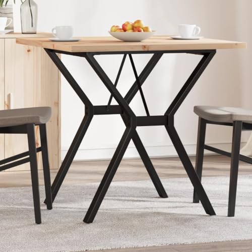 Qnhdfrt Kleiner Esstisch aus Massivholz Kiefer & Stahl Y-Gestell 80x80x75,5 cm Quadratischer Tisch Robust Langlebig für Küche Esszimmer Balkon Garten Camping von Qnhdfrt