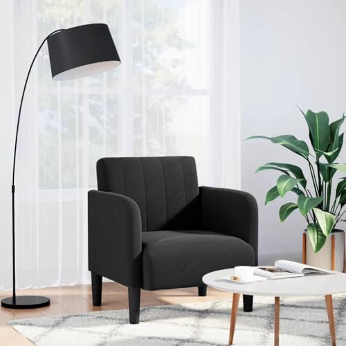 Qnhdfrt Kleiner Samt Sessel mit Armlehnen Schwarz 54 cm Sitzbreite Bequem für Wohnzimmer Schlafzimmer und Büro Modernes Design von Qnhdfrt